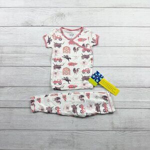 Kickee Pants Kids Pajama Set Farm Barn Animal Print Bamboo Viscose NWT 2T